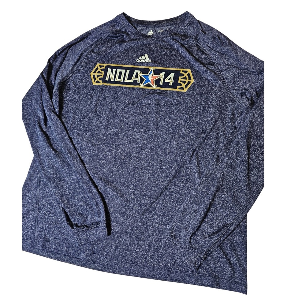 Adidas Mens NBA All Star Game NOLA 14 Climalite Long Sleeve Shirt Navy Blue L
